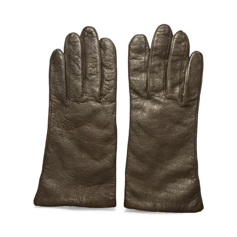 Hanes Her Way Ladies Medium Genuine Leather Gloves Brown Made In India Lined
